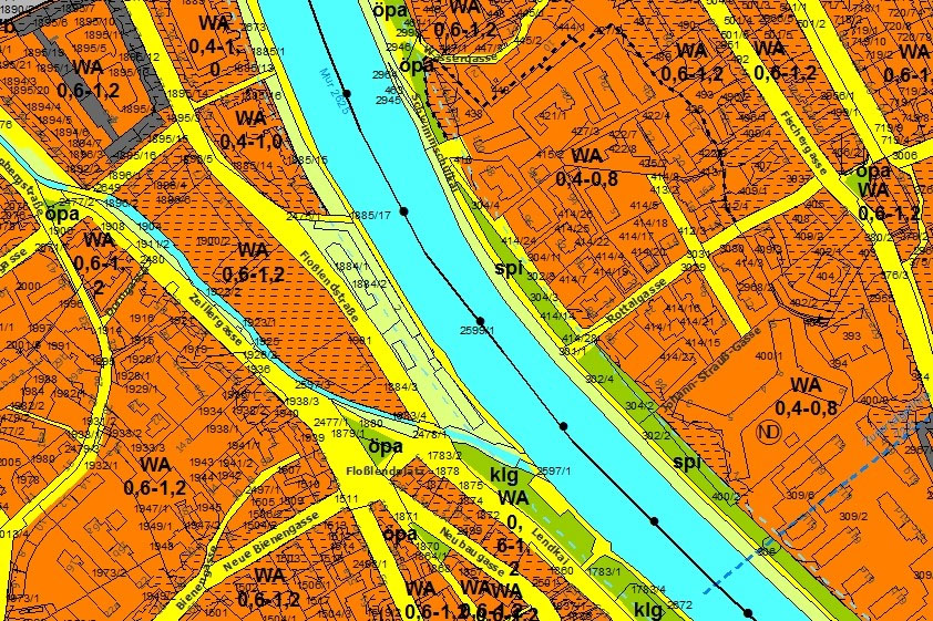 Viele Allgemeine Wohngebiete im Fläwi-Plan der Stadt Graz