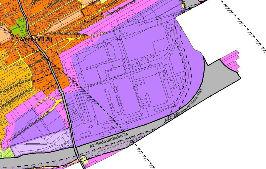 Ein Industriegebiet I1 im Flächenwidmungsplan von Graz