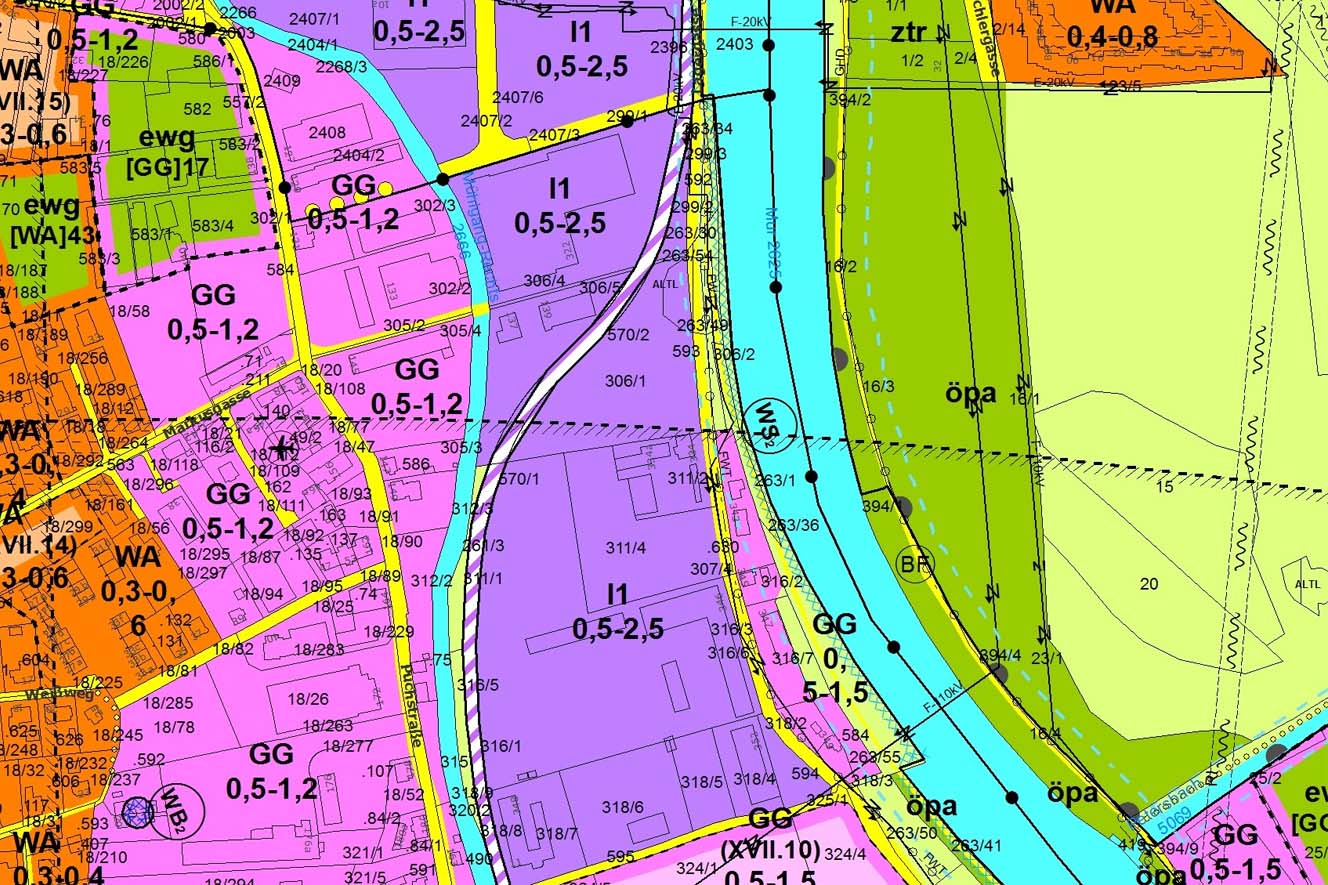Auszug aus dem Flächenwidmungsplan von Graz (Industriegebiet I1)