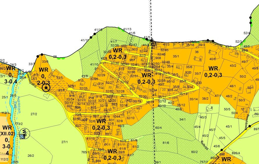 Auszug aus dem Flächenwidmungsplan von Graz (Reines Wohngebiet)